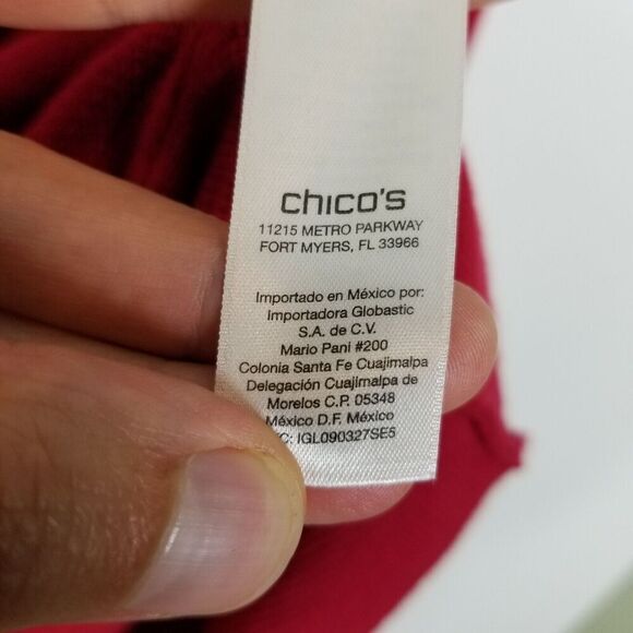 Chico's Women Size Cotton Knit Long Cardigan Sweater Size M Red Pocket Lagenlook - Picture 9 of 9